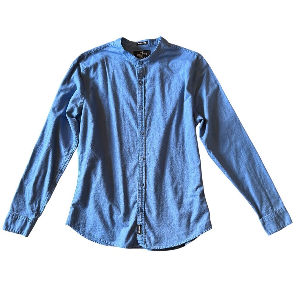Hollister Men's Blue Long Sleeve Button Down Muscle Fit Large